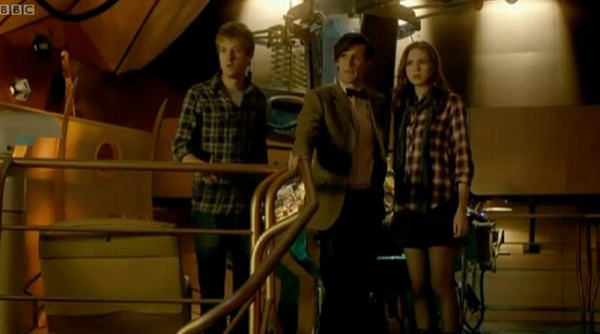The trio greet a special guest to the TARDIS